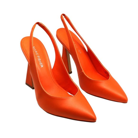 Marc Fisher Shoes - Marc Fisher Womens Orange Goring Padded Scully Pointy Toe Flare Slip on Dress Sl